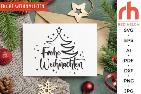 Frohe Weihnachten SVG, Germany Christmas Graphics for Crafts