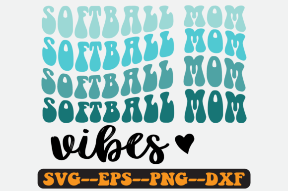 Softball Mom Vibes Quote Retro Svg for Crafts and Graphics