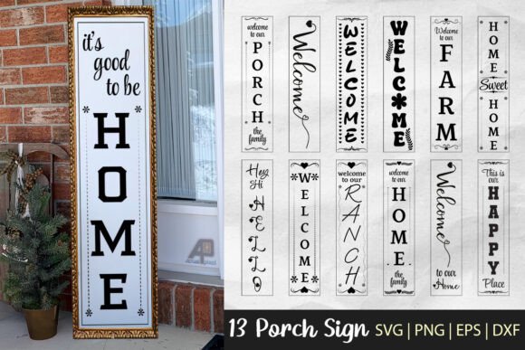 Tall Vertical Porch Sign SVG Bundle for Graphics and Crafts
